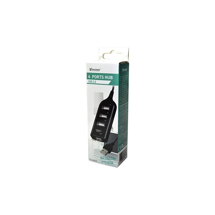 Vakoss TC-234UX hub interfaccia USB 2.0 nero