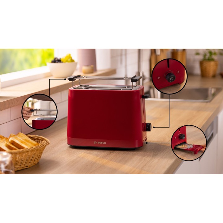 Bosch TAT3M124 Tostapane 2 fette 950 W Rosso