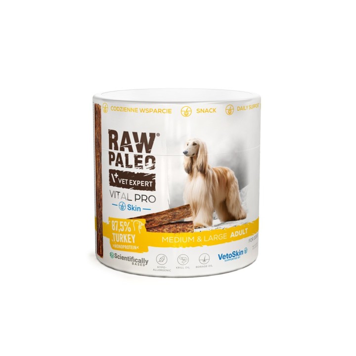 VETEXPERT Raw Paleo Vital Pro Skin & Coat Tacchino Medium Large Mono - snack per cani - 100g