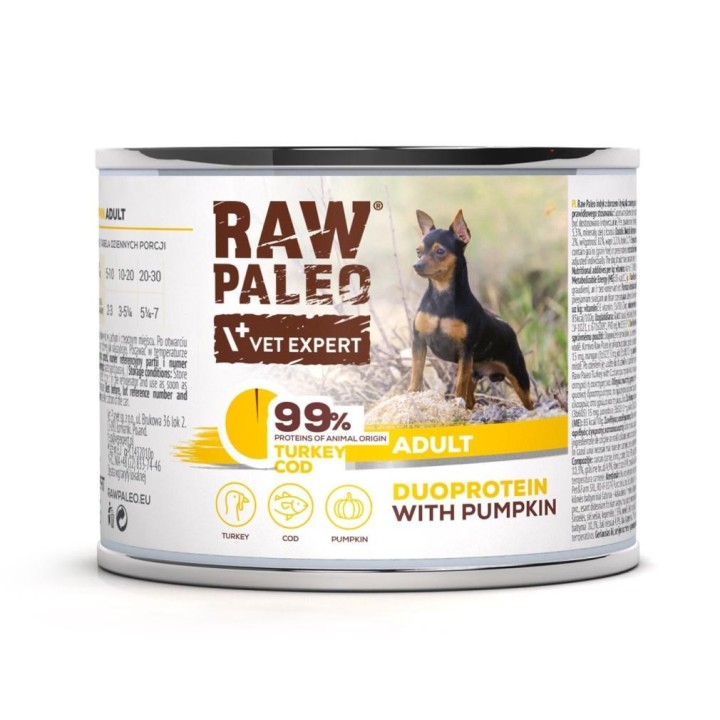 VETEXPERT Raw Paleo Duoprotein Tacchino & Merluzzo Adult - cibo umido per cani - 200g