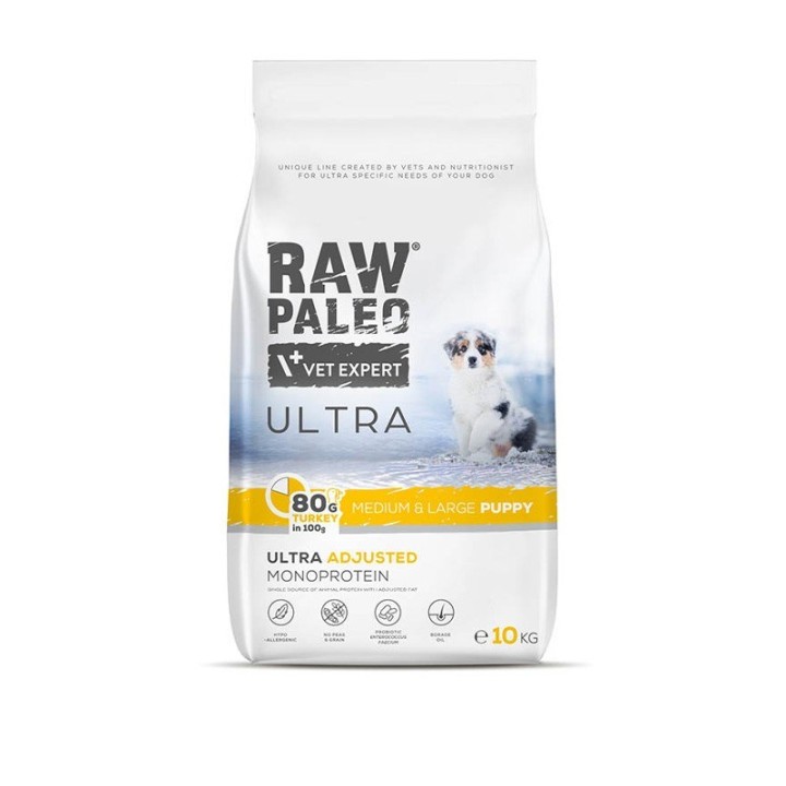 VETEXPERT Raw Paleo Ultra Medium&Large Puppy Tacchino - cibo secco per cuccioli - 10 kg