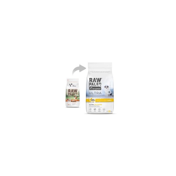 VETEXPERT Raw Paleo Ultra Medium&Large Puppy Tacchino - cibo secco per cuccioli - 10 kg
