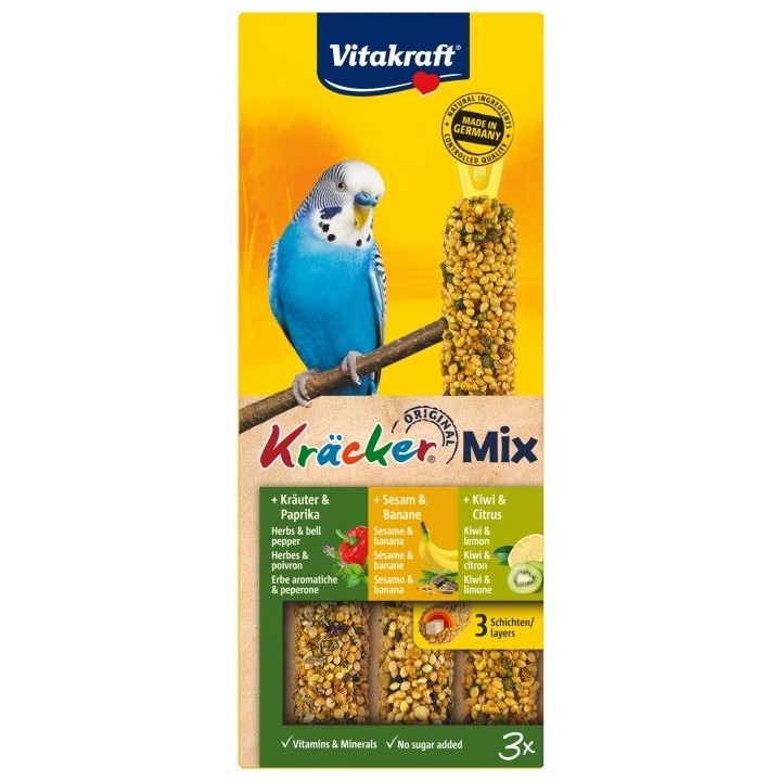 VITAKRAFT Kräcker Mix Banana kiwi pepper - snack per cocorita - 3 pz.