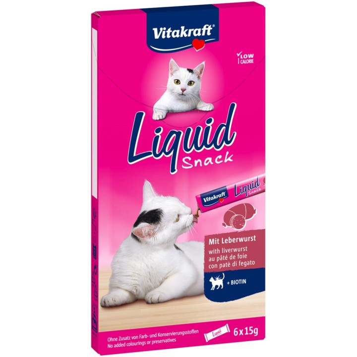 VITAKRAFT Liquid Snack Fegato con biotina - snack per gatti - 6x15g