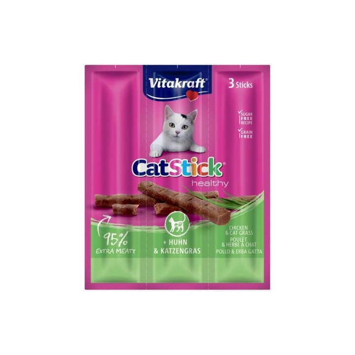 VITAKRAFT CatStick Mini Pollo con erba - snack per gatti - 3 pezzi