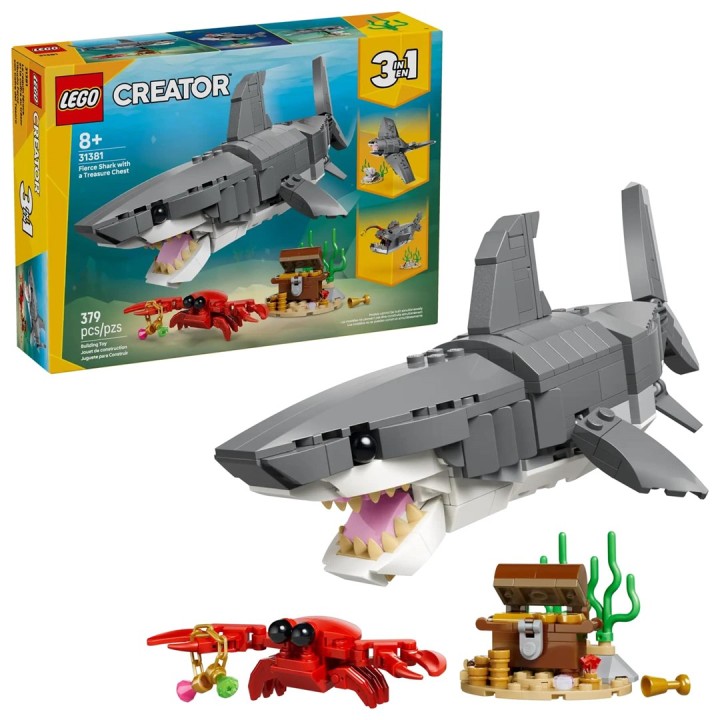 LEGO CREATOR 3 IN 1 31381 Squalo Feroce con Forziere del Tesoro