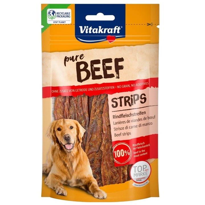 VITAKRAFT Pure Beef Strips - snack per cani - 80 g