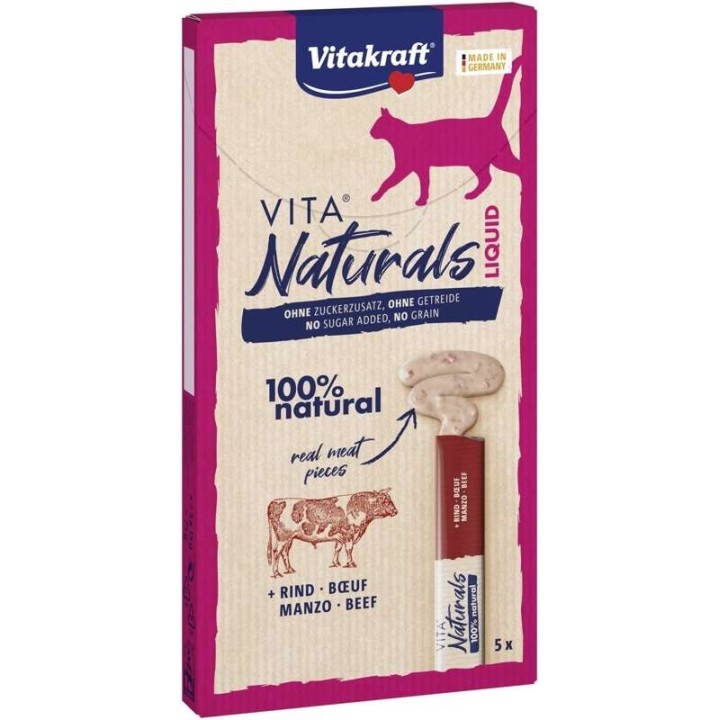 VITAKRAFT VITA NATURALS Manzo liquido - snack per gatti - 5x15 g