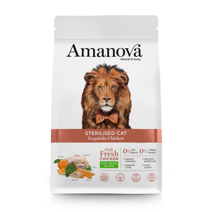 AMANOVA Gatto Adult Sterilizzato Pollo Raffinato - cibo secco per gatti - 1 5kg
