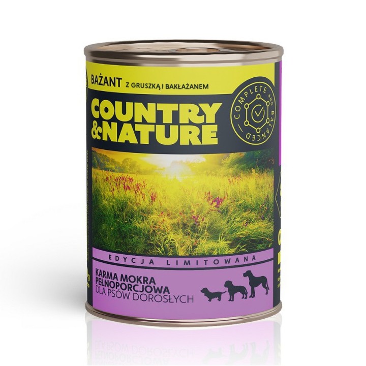 COUNTRY&NATURE Fagiano con pera e melanzana Mono - cibo umido per cani - 400g