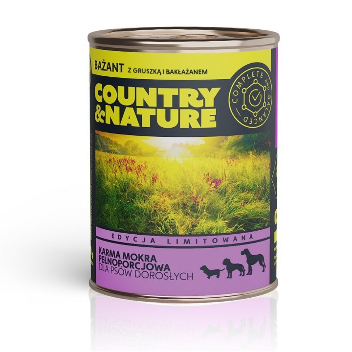 COUNTRY&NATURE Fagiano con pera e melanzana Mono - cibo umido per cani - 800g