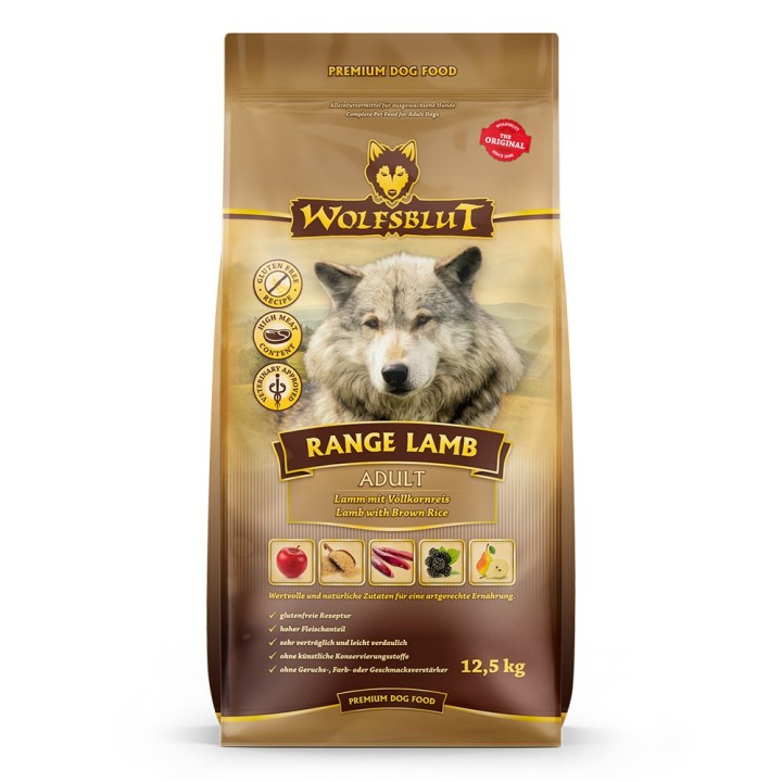 WOLFSBLUT Range Lamb agnello con riso - cibo secco per cani - 12 5kg