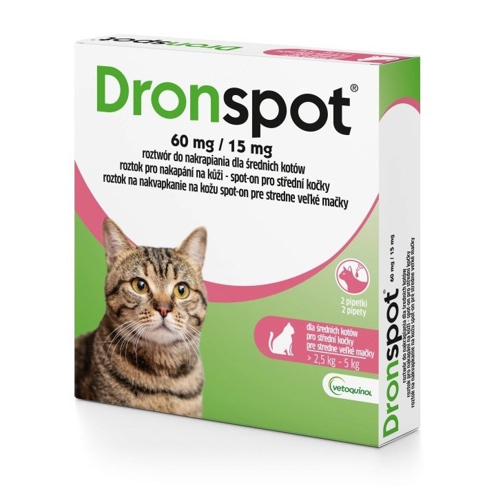 VETOQUINOL Dronspot (2 5-5kg) - gocce antiparassitarie per gatti - 2x0 7ml
