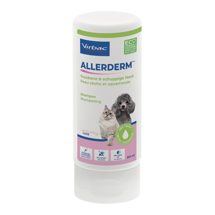 VIRBAC Allerderm pelle secca e squamosa - shampoo per cani e gatti - 250 ml