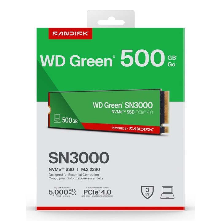 Western Digital Verde WD ™ SN3000 NVMe™ SSD POWERED BY SANDISK 500 GB