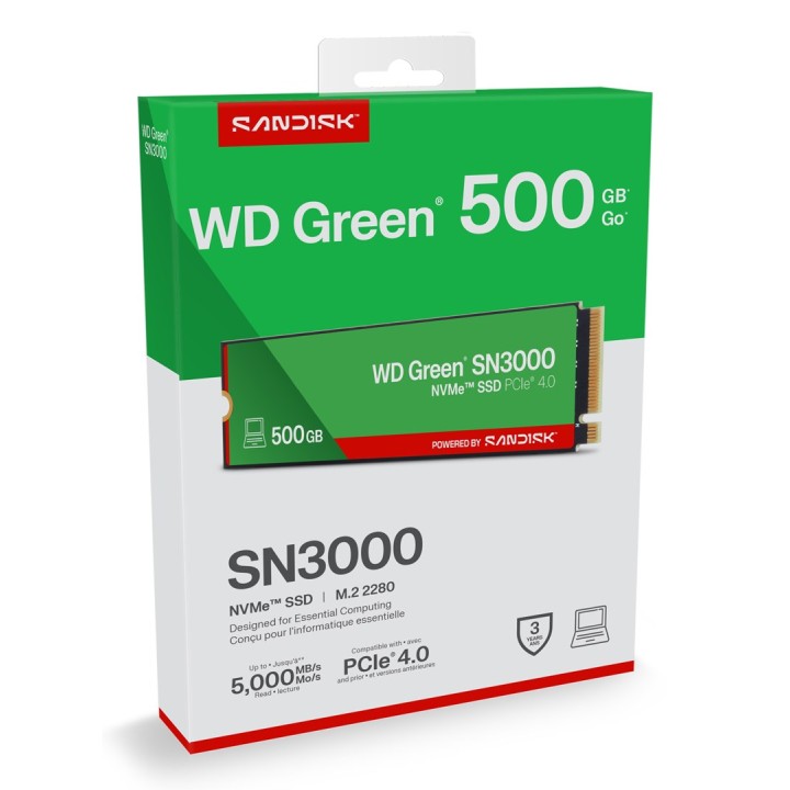Western Digital Verde WD ™ SN3000 NVMe™ SSD POWERED BY SANDISK 500 GB