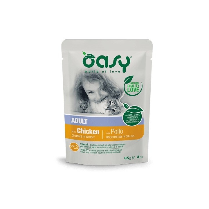 OASY Chunks in gravy Pollo - cibo umido per gatti - 85g