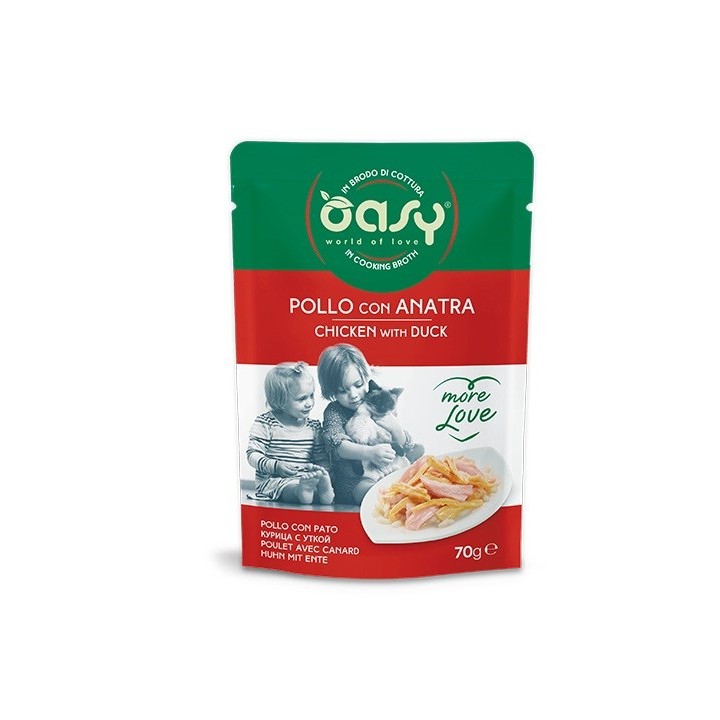 OASY More Love Pollo con anatra - cibo umido per gatti - 70g