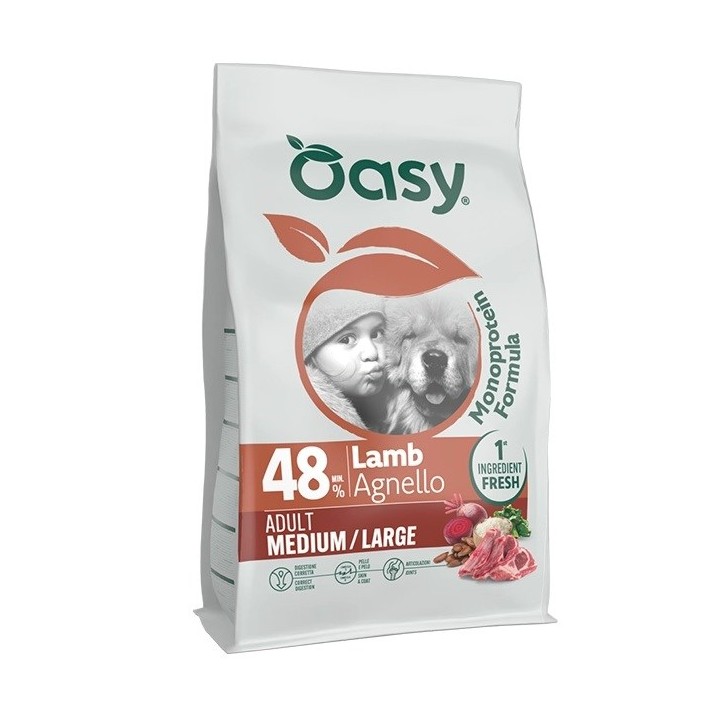 OASY One Animal Protein Adult Medium/Large Agnello - cibo secco per cani - 10kg