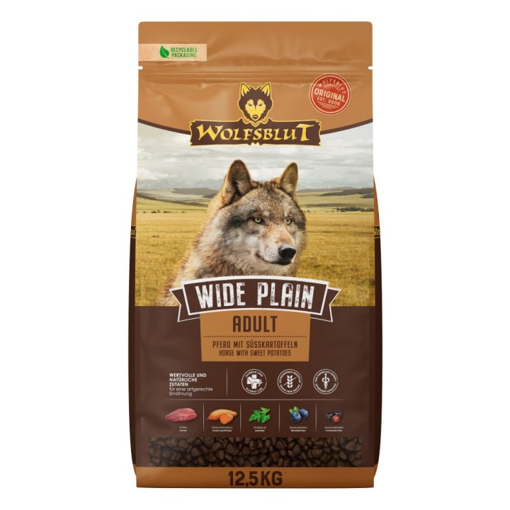 WOLFSBLUT Wide Plain cavallo - cibo secco per cani - 12 5kg