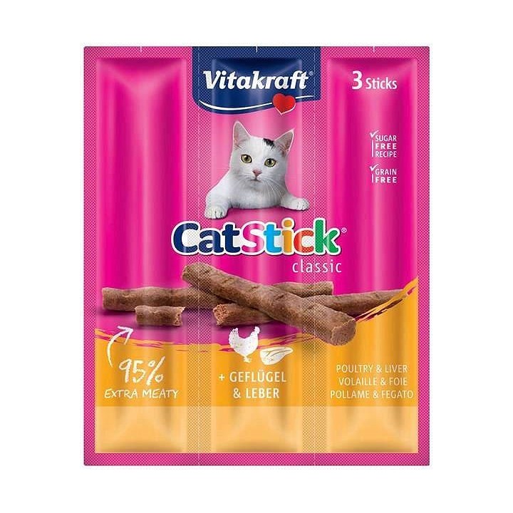VITAKRAFT CatStick Mini con pollame e fegato - snack per gatti - 3 pezzi