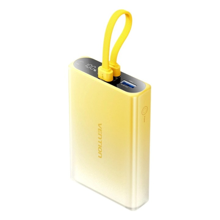Vention 10000mAh Power bank con display LED USB-C + Lightning + USB-A 22.5W (giallo)