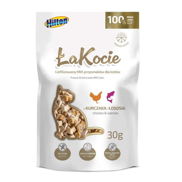 HILTON ŁaKocie Pollo e salmone liofilizzati - snack per gatti - 30g