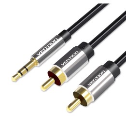Vention 3.5mm Cavo Audio Jack a 2RCA 3M Nero Tipo Metal