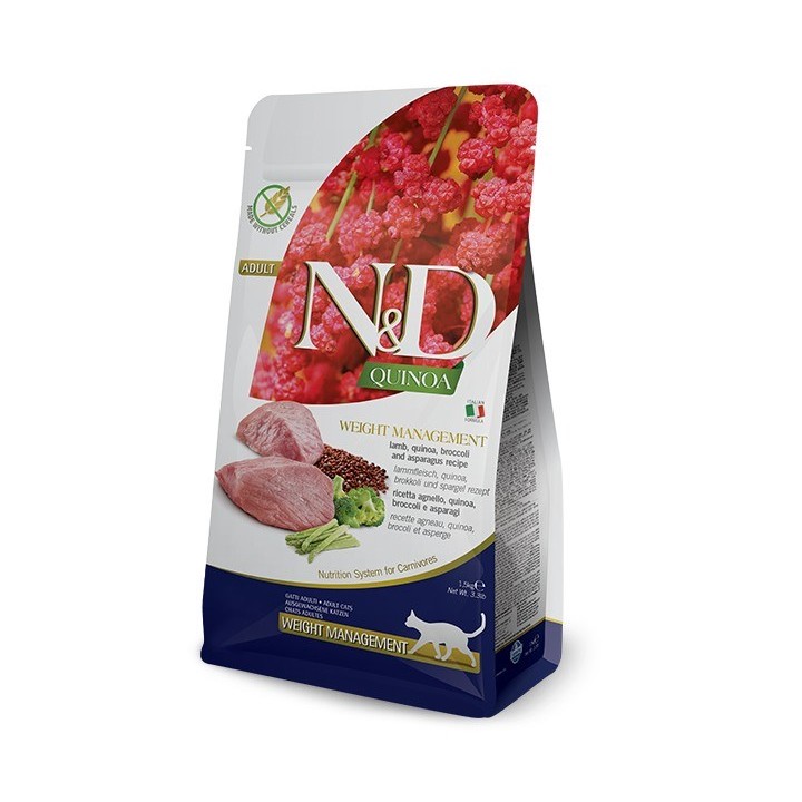 FARMINA N&D Quinoa Controllo del Peso Agnello&Broccoli - cibo secco per gatti - 5 kg