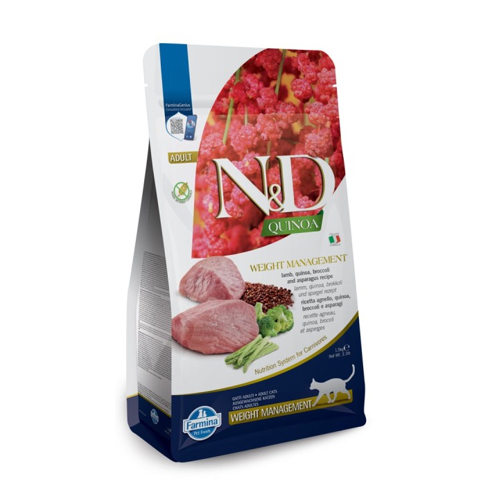 FARMINA N&D Quinoa Controllo del Peso Agnello&Broccoli - cibo secco per gatti - 5 kg