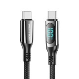 Vention Cavo intrecciato in cotone USB 2.0 C maschio a C maschio 5A con display LED 1.2M nero tipo lega di zinco