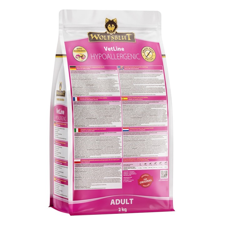 WOLFSBLUT VetLine Hypoallergenic cavallo con patate dolci - cibo secco per cani - 2kg
