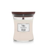 WoodWick Candela di cera Teak bianco Cilindro Legno di cedro Legno di quercia Muschio di quercia Sandalo 1 pz