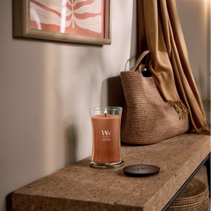 WoodWick Candela in cera Praline di zucca Cilindro marrone 1 pz