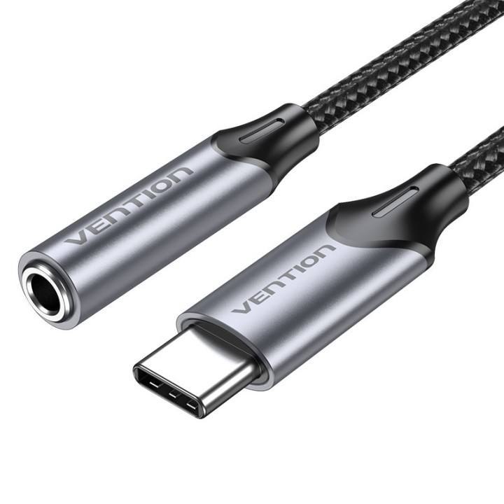 Vention USB-C Adattatore maschio a 3.5MM jack cuffie con DAC 0.1M grigio tipo lega di alluminio