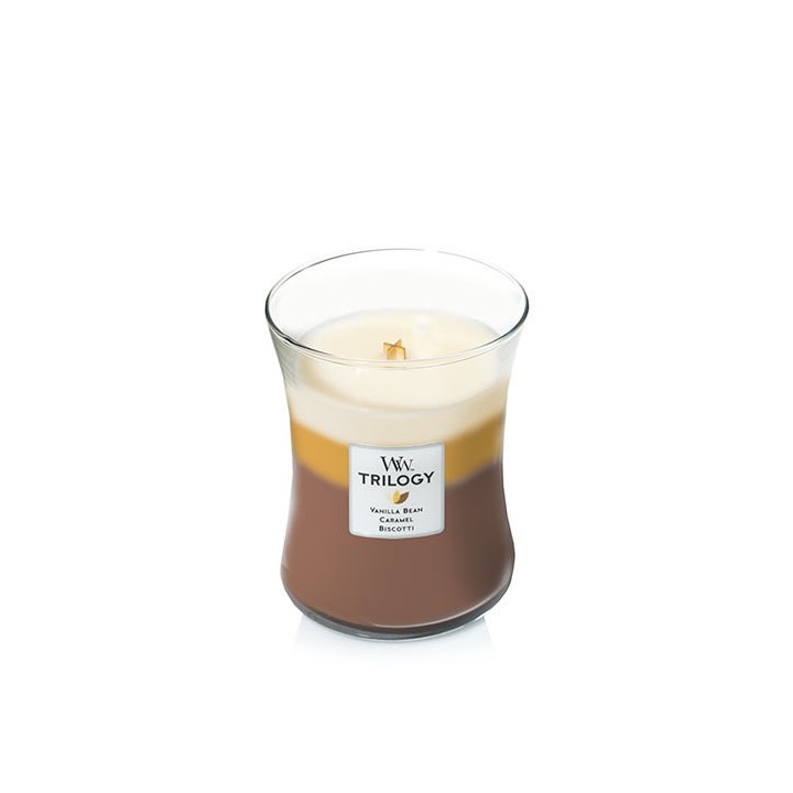 WoodWick 92904 Candela di cera Altro Caramella Vaniglia Marrone Bianco Giallo 1 pz