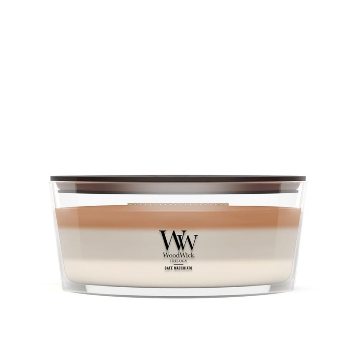 WoodWick Café Macchiato Candela in cera Ellisse caffè bianco marrone 1 pz