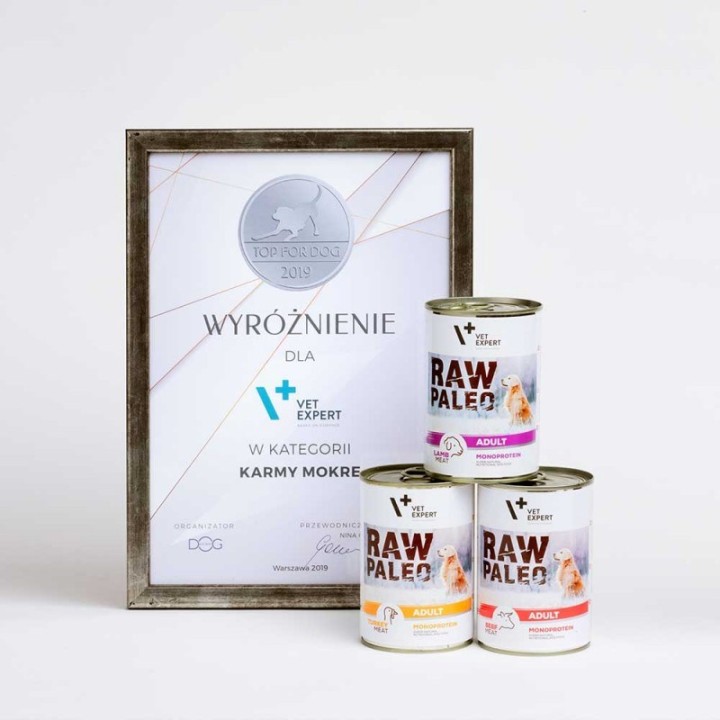VETEXPERT Raw Paleo Adult Monoprotein Tacchino - cibo umido per cani - 800 g
