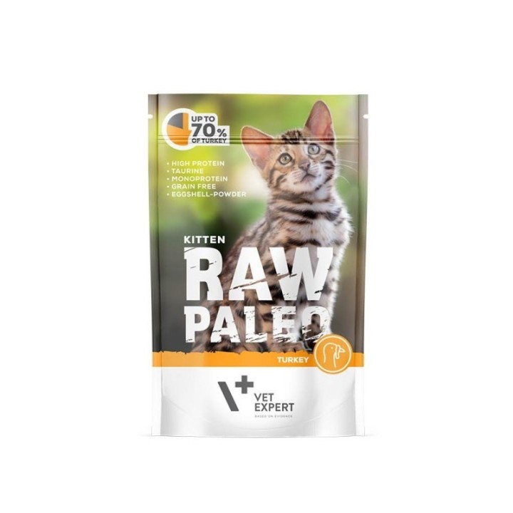 VETEXPERT Raw Paleo Kitten Cat Tacchino - cibo umido per gattini - 100 g