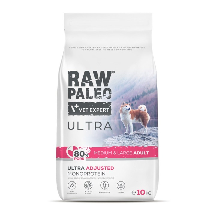 VETEXPERT Raw Paleo Ultra Maiale Medium & Large Adult - cibo secco per cani - 10kg