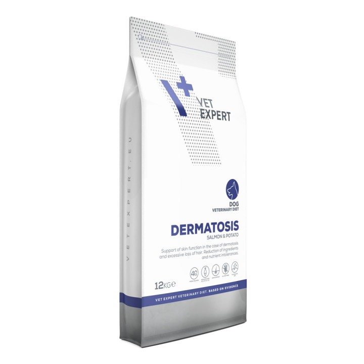 VETEXPERT Dieta Veterinaria Dermatosis Cane Salmone & Patata - cibo secco per cani - 12 kg
