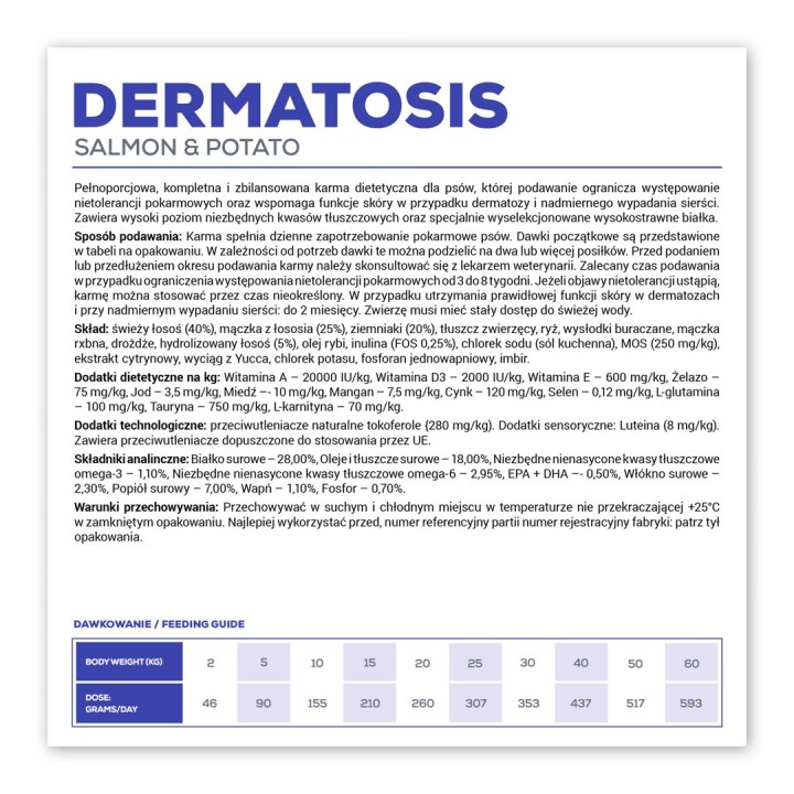 VETEXPERT Dieta Veterinaria Dermatosis Cane Salmone & Patata - cibo secco per cani - 12 kg