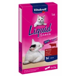 VITAKRAFT Cat Liquid-Snack con manzo - snack per gatti - 6 x 15g