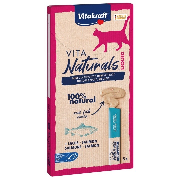 VITAKRAFT Vita Naturals Liquid Salmone - snack per gatti - 5 x 15g