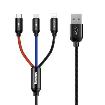 BASEUS Colorfone CAMLT-BSY01 USB cavo 1.2 m USB A 3 x USB C nero rosso blu