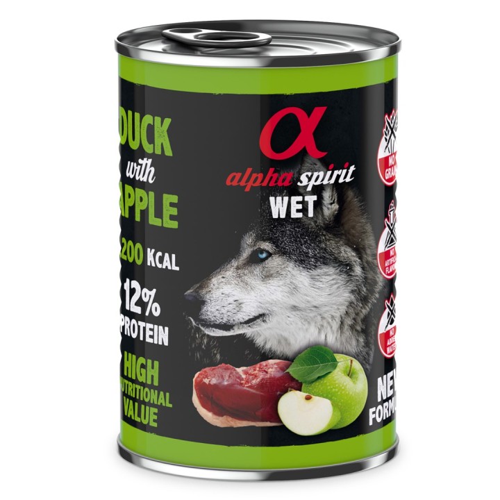 ALPHA SPIRIT WET Anatra con mela - cibo umido per cani - 400g
