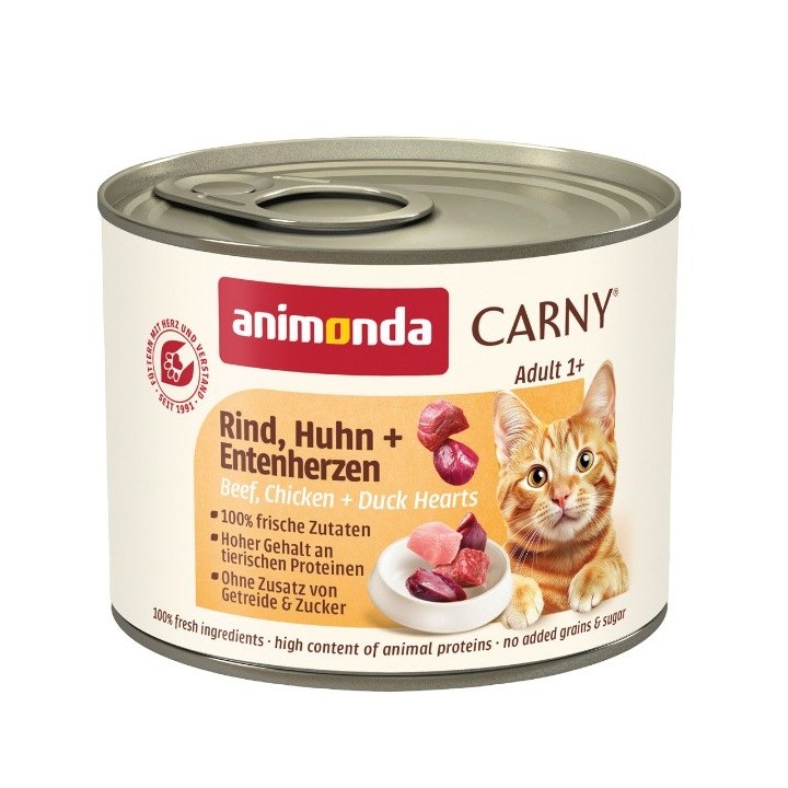 ANIMONDA Carny Adult Manzo pollo e cuori di anatra - cibo umido per gatti - 200g