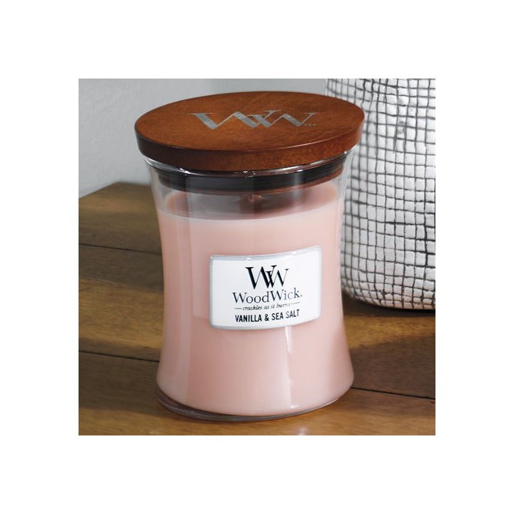 WoodWick 92191 Candela di cera Altro Gelsomino Sale marino Vaniglia Beige