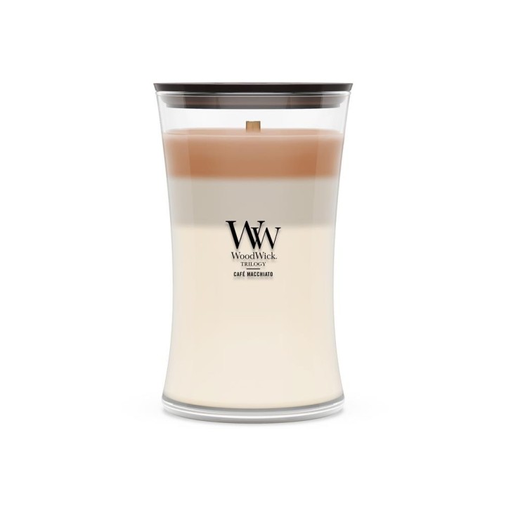WoodWick Café Macchiato Candela in cera Cilindro caffè bianco marrone 1 pz