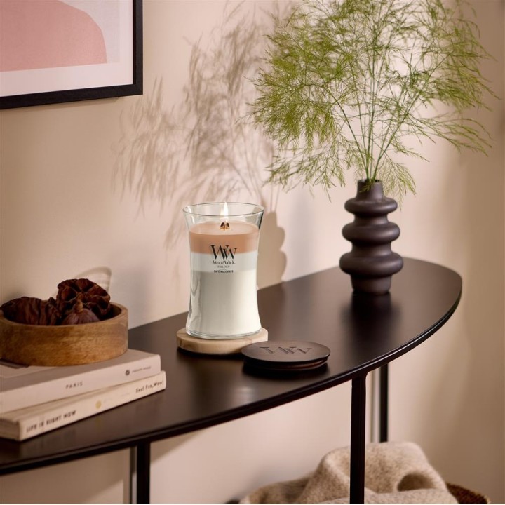 WoodWick Café Macchiato Candela in cera Cilindro caffè bianco marrone 1 pz